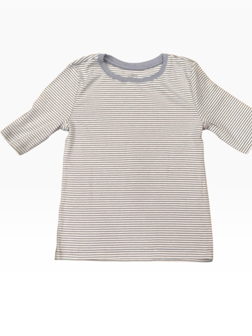 LOFT Classic Short-Sleeve Striped Tee in Light Gray and White Sz L